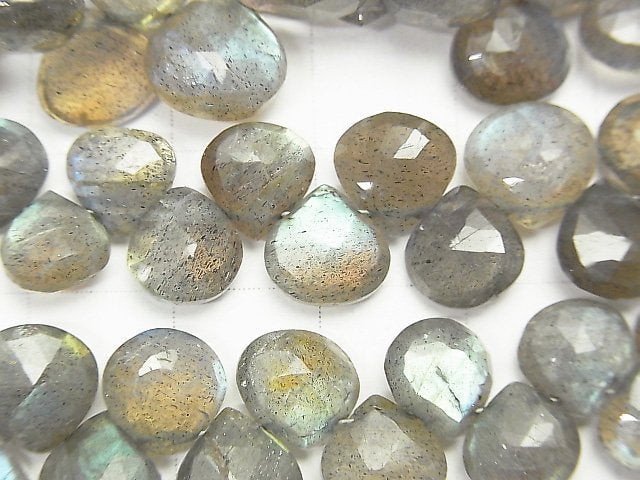 優質拉長石 AAA - 栗色刻面水滴珠 1串 (約7英吋 / 18公分)
