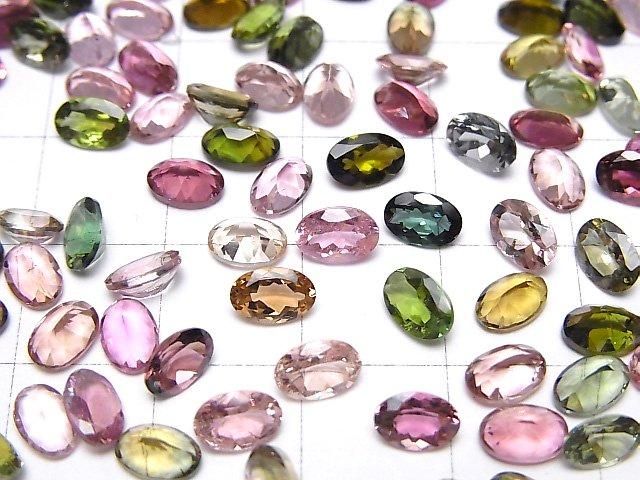Hochwertiger Multicolor-Turmalin AAA lose Stein oval facettiert 6x4mm 5 Stück