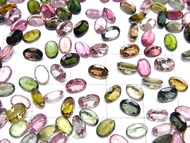 Hochwertiger Multicolor-Turmalin AAA lose Stein oval facettiert 6x4mm 5 Stück