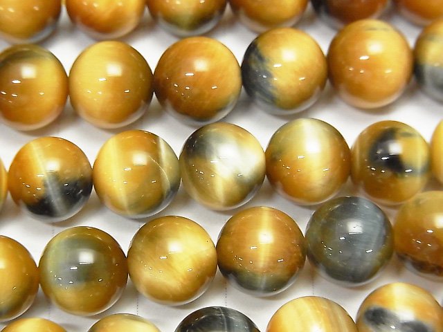 銀藍金虎眼石 AAA 圓珠 10毫米 半串或一串(約15英吋 / 38厘米)