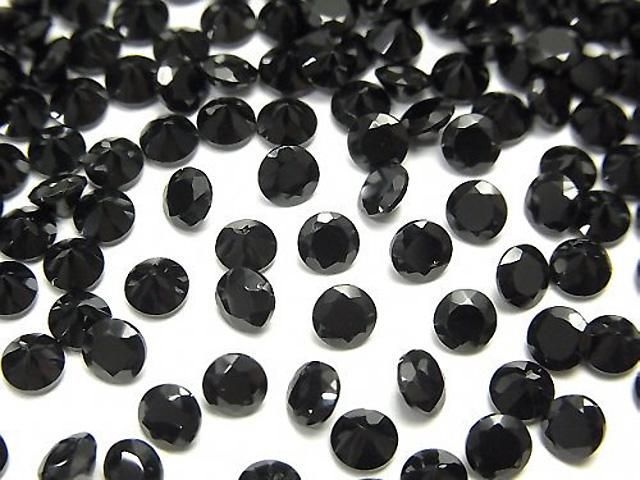 高品質黑色尖晶石 AAA 裸石 圓形刻面 4x4mm 10顆