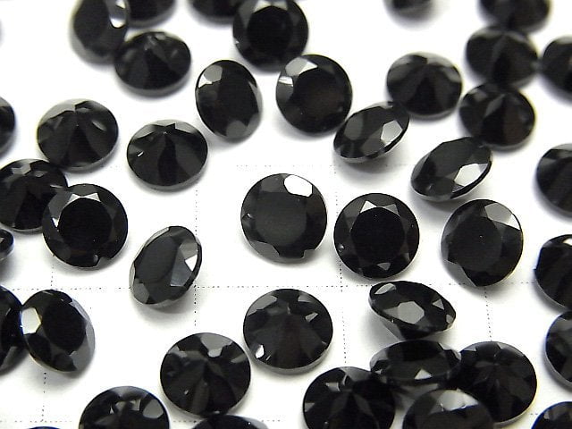 高品質黑色尖晶石 AAA 未鑽孔圓刻面 6x6mm 5顆