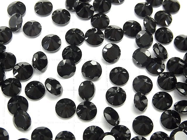 Hochwertiger schwarzer Spinell AAA unbohrt rund facettiert 6x6mm 5 Stück