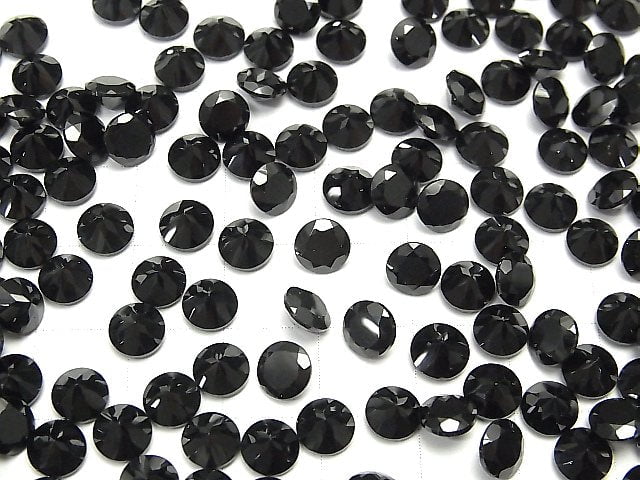 Hochwertiger schwarzer Spinell AAA unbohrt rund facettiert 6x6mm 5 Stück