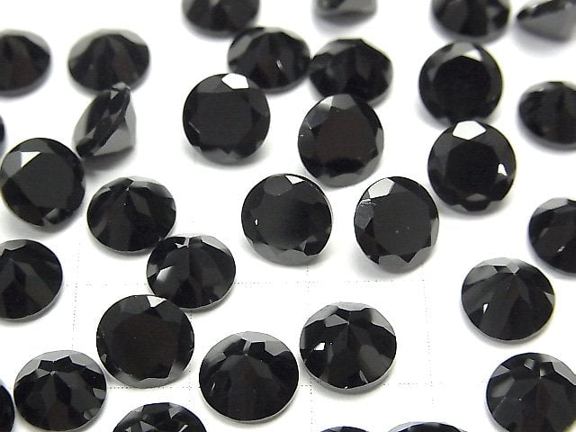 Hochwertiger schwarzer Spinell AAA lose Stein rund facettiert 8x8mm 5 Stück