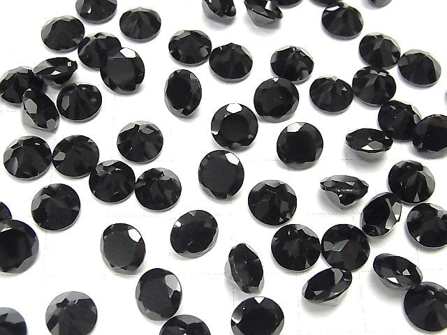 Hochwertiger schwarzer Spinell AAA lose Stein rund facettiert 8x8mm 5 Stück