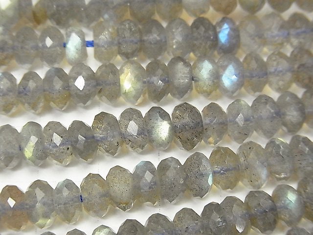 高品質!拉長石 AAA 刻面圓扁珠 8x8x4mm 半串或 1 串珠子 (約 15 英吋 / 38 公分)