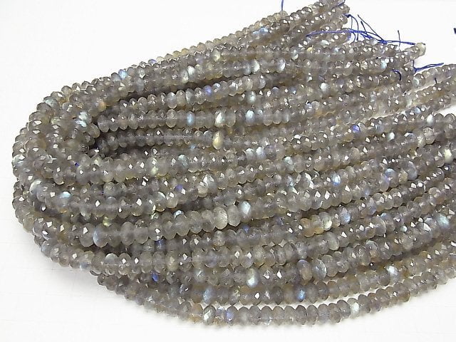 Hochwertig! Labradorit AAA facettierte Knopf-Rondelle 8x8x4mm halb oder 1 Strang Perlen (ca. 15 Zoll / 38 cm)