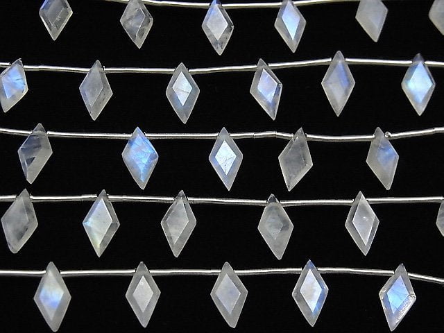 Hochwertiger Regenbogen-Mondstein AA++ diamantförmig 10x5mm 1 Strang Perlen (8 Stück)