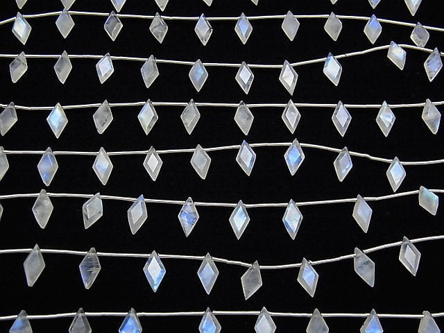 Hochwertiger Regenbogen-Mondstein AA++ diamantförmig 10x5mm 1 Strang Perlen (8 Stück)