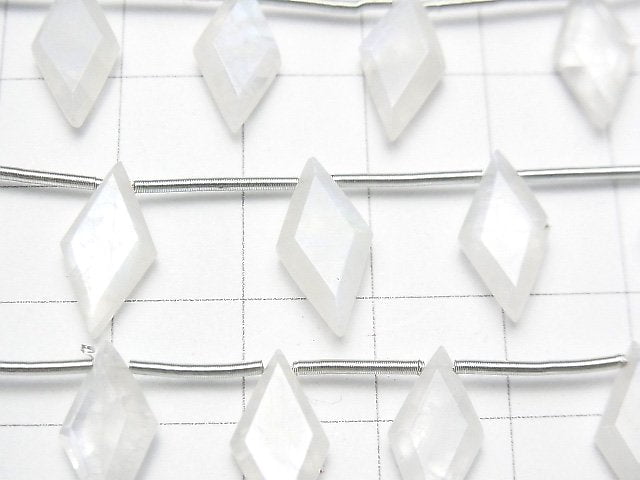 高品質彩虹月光石 AA++ 鑽石形 14x7mm 1串 (8顆)