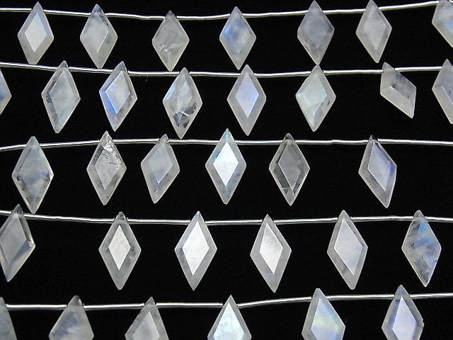 Hochwertiger Regenbogen-Mondstein AA++ diamantförmig 14x7mm 1 Strang Perlen (8 Stück)