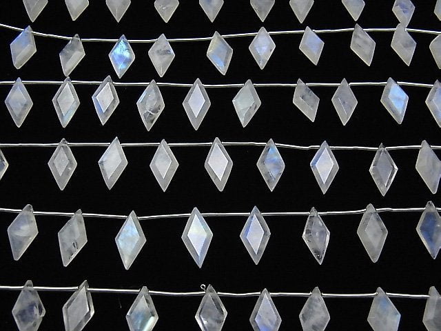 Hochwertiger Regenbogen-Mondstein AA++ diamantförmig 14x7mm 1 Strang Perlen (8 Stück)