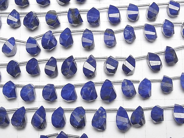 High Quality Lapislazuli AAA- Drop 4Faceted Twist Faceted Briolette half or 1strand beads (20pcs)