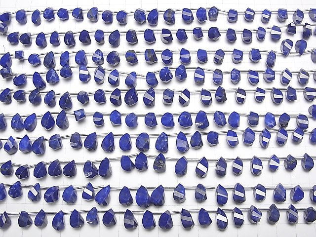 High Quality Lapislazuli AAA- Drop 4Faceted Twist Faceted Briolette half or 1strand beads (20pcs)