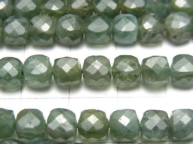 高品質!綠磷灰石 AA+ 立方體形 6x6x6mm 1串珠子 (約15英吋/36公分)