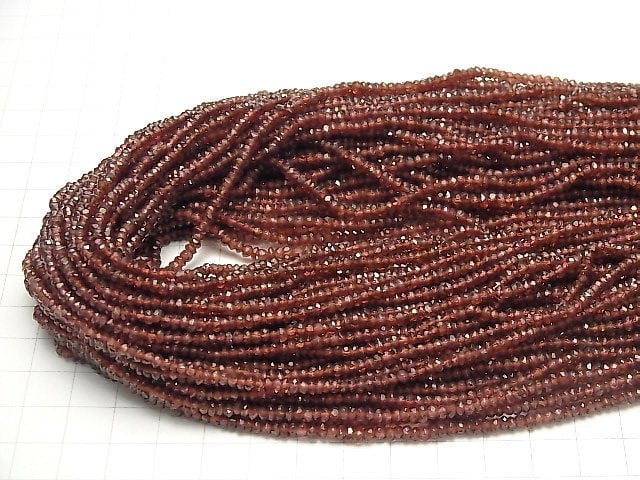 Indischer Granat AAA facettiert Knopf Rondelle 1 Strang Perlen (ca. 14 Zoll / 34 cm)