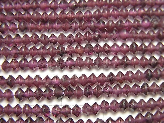 高品質!菱錳礦石榴石 AAA- 算珠圓切 3x3x2mm 1串珠子 (約15英吋/36公分)