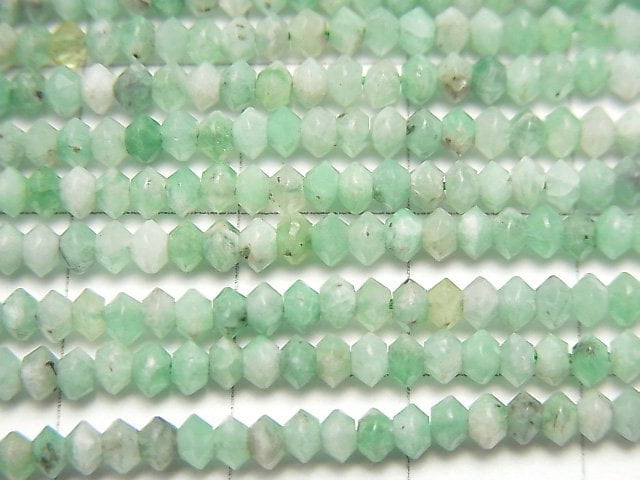 高品質!巴西祖母綠 AA++ 算盤圓切 3x3x2mm 1串珠子 (約15英吋 / 36公分)