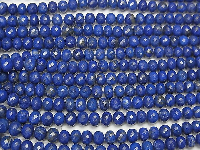 MicroCut High Quality Lapislazuli AAA Faceted Button Rondelle 1/4 or 1strand beads (aprx.15inch/38cm)