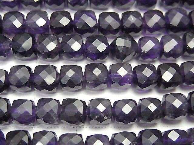 高品質!紫水晶 AA++ 立方體形 6x6x6mm 半串或一串珠子 (約 15 英寸 / 37 公分)