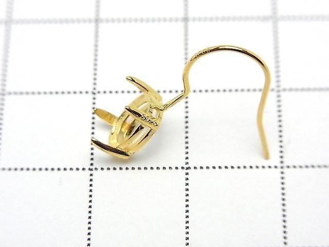 925純銀耳勾耳圈耳夾耳環空托(爪鑲)橢圓刻面8x6mm 18KGP 1對
