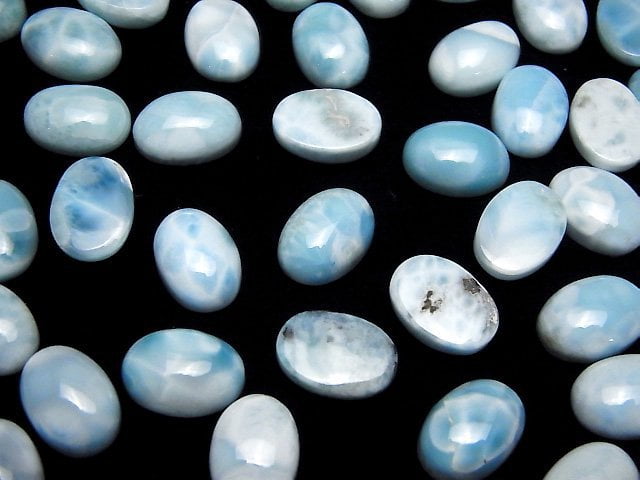 Larimar Pectolite AA++ Oval Cabochon 14x10mm 2pcs