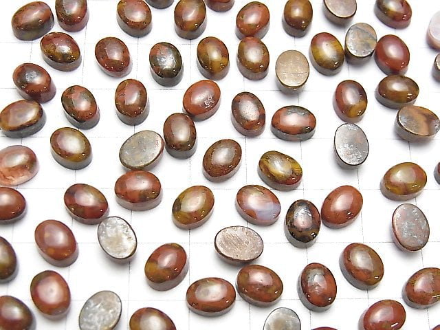 Marokkanischer Sean Achat ovaler Cabochon 8x6mm 5Stück