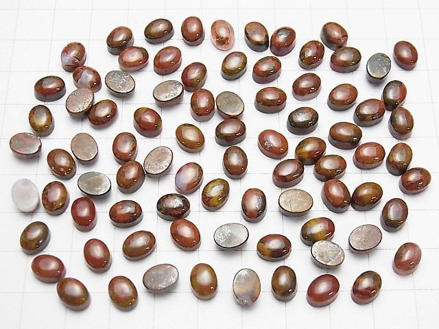 Marokkanischer Sean Achat ovaler Cabochon 8x6mm 5Stück