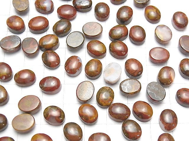 Marokkanischer Sean Achat ovaler Cabochon 10x8mm 4Stück