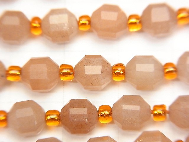 高品質橙色月光石 AA++ 雙尖刻面管珠 6x5公釐 1串(約15英吋 / 37公分)