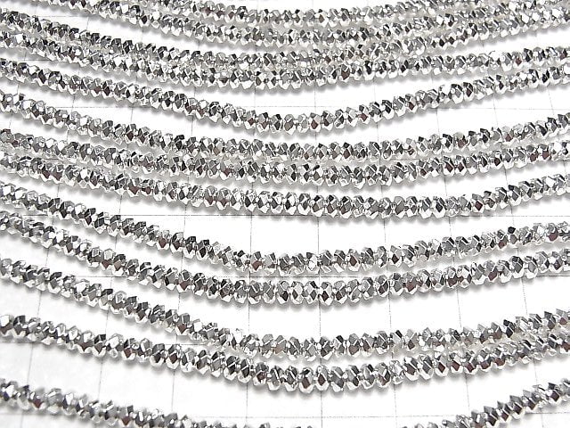 Hochwertig! Hämatit facettierte Knopf Rondelle 3x3x2mm silberbeschichtet 1 Strang Perlen (ca. 15 Zoll / 37 cm)