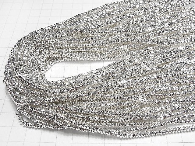 Hochwertig! Hämatit facettierte Knopf Rondelle 3x3x2mm silberbeschichtet 1 Strang Perlen (ca. 15 Zoll / 37 cm)