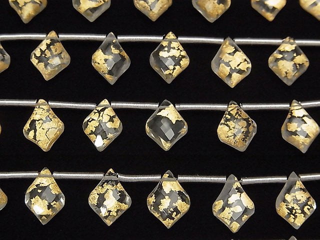 Goldblatt Kristall AAA Deformierte Facettierte Birnenform 10x7mm 1Strang Perlen (9Stück)