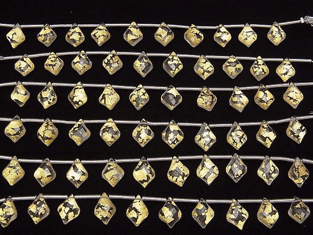 Goldblatt Kristall AAA Deformierte Facettierte Birnenform 10x7mm 1Strang Perlen (9Stück)