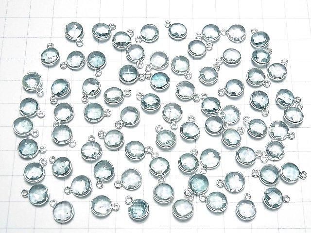 Hochwertiger Himmelblauer Topas AAA- Zargenfassung rund geschnitten 8x8mm Silber925 5 Stück