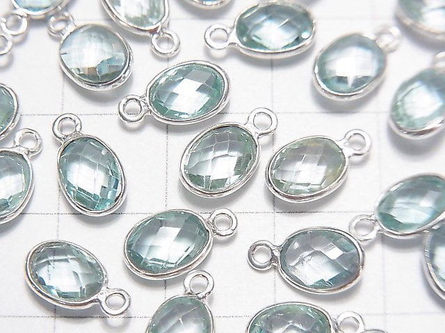 高品質天空藍拓帕石 AAA 級 - 包鑲刻面橢圓形 8x6mm 純銀 925 5顆裝