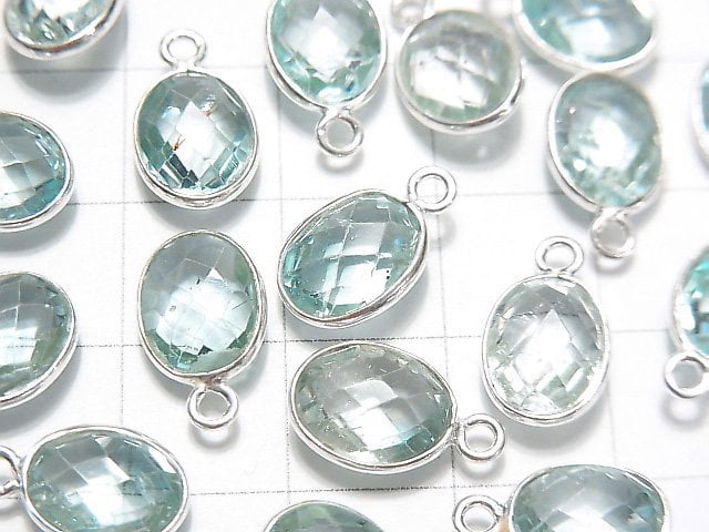 高品質天空藍拓帕石 AAA 級 - 橢圓形 9x7mm 包鑲刻面銀925 4顆