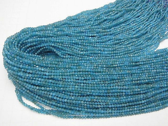 Hochwertig! Blauer Apatit AA++ Facettierte Rund 2mm 1Strang Perlen (ca. 15 Zoll/37 cm)