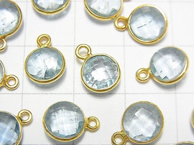 高品質天藍色托帕石 AAA 級 - 包鑲圓形切割 8x8mm 18KGP 5件