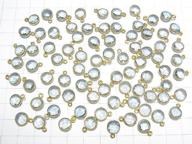 Hochwertiger Himmelblauer Topas AAA- Zargenfassung rund geschnitten 8x8mm 18KGP 5 Stück
