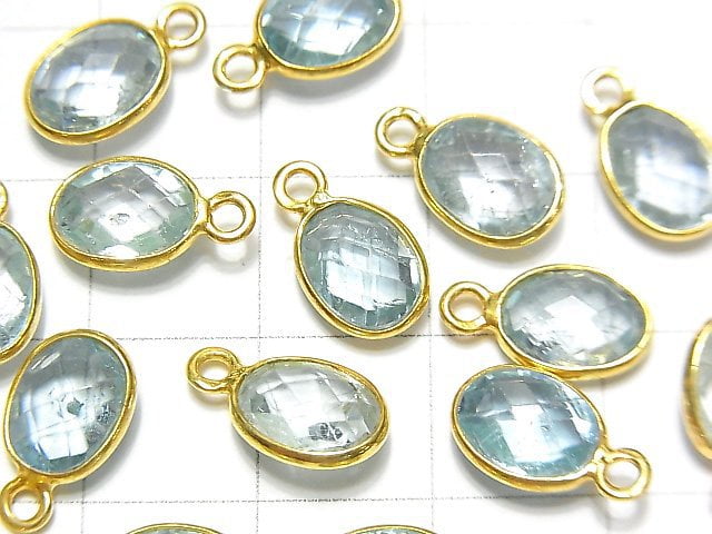 高品質天空藍拓帕石 AAA 級 - 橢圓形 刻面 8x6mm 18KGP 包鑲 5 件