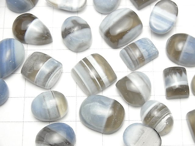 Gestreifter Blauer Opal AAA- Mix Form Cabochon 10 Stück