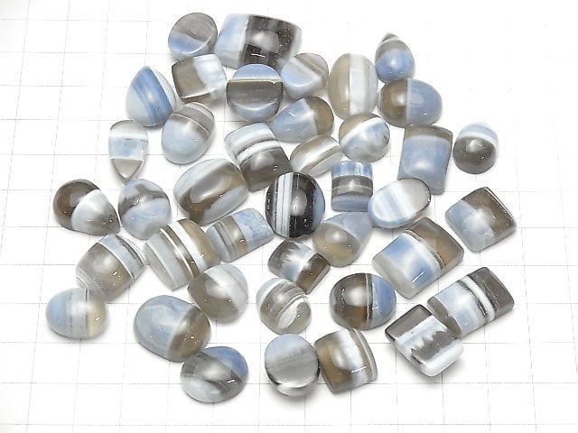 Gestreifter Blauer Opal AAA- Mix Form Cabochon 10 Stück