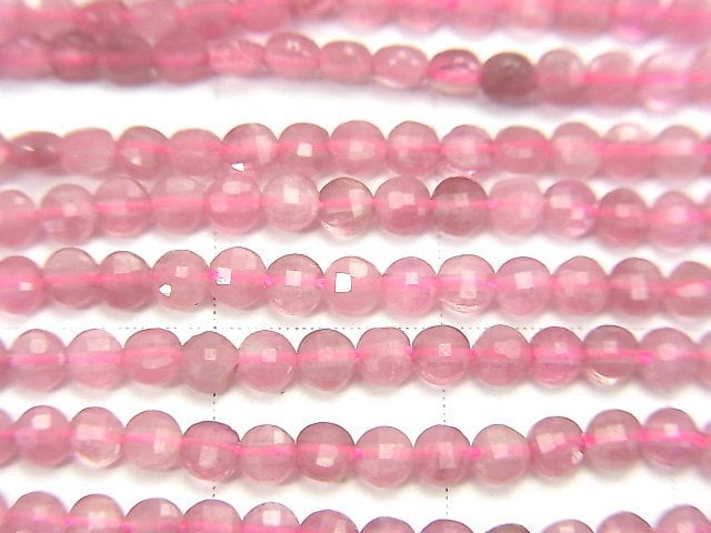 高品質!粉紅色電氣石 AA++ 刻面圓幣珠 2.5x2.5x1mm 1串 (約15英吋 / 37公分)