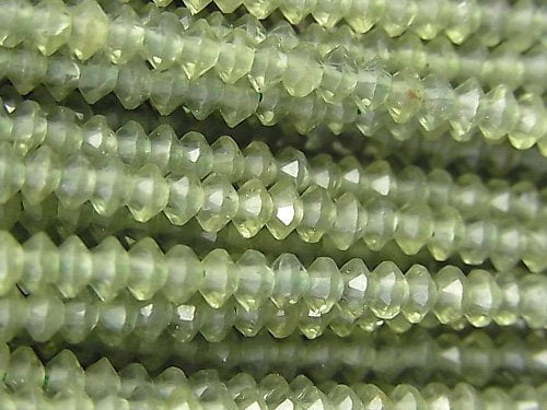 高品質!綠磷灰石 AA++ 算盤切面 3x3x1.5毫米 1串珠子 (約14英吋/35公分)