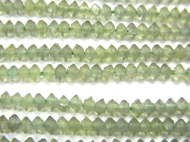高品質!綠磷灰石 AA++ 算盤切面 3x3x1.5毫米 1串珠子 (約14英吋/35公分)