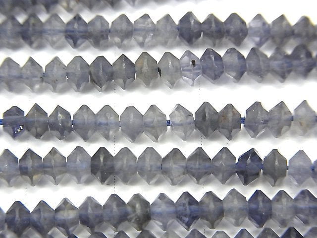 高品質!堇青石 AA+ 算盤圓刻面 4x4x2mm 1串珠子 (約15英吋 / 37公分)