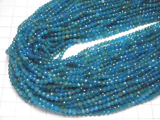 Hochwertig! Blauer Apatit AA++ Facettierte Rund 3mm 1Strang Perlen (ca. 15 Zoll / 37 cm)