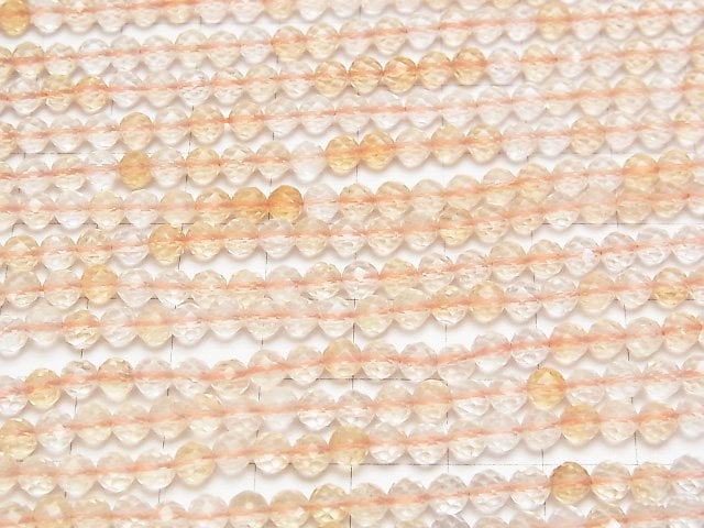 Hochwertig! Kristall x Citrin AA++ facettiert rund 4mm 1strang Perlen (ca. 15inch/37cm)